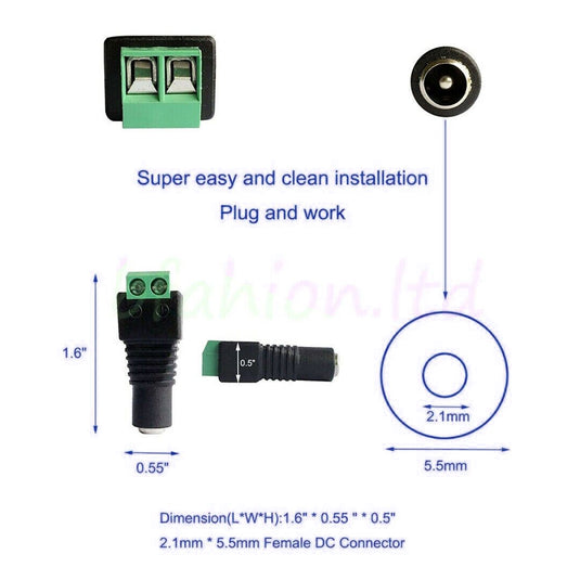 12V DC Male Female Power Connector Adapter Plug Jack Socket For CCTV Cable