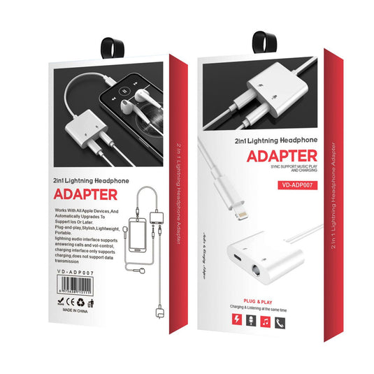 2 In 1 Lightning To Headphone Adapter With Charging Port