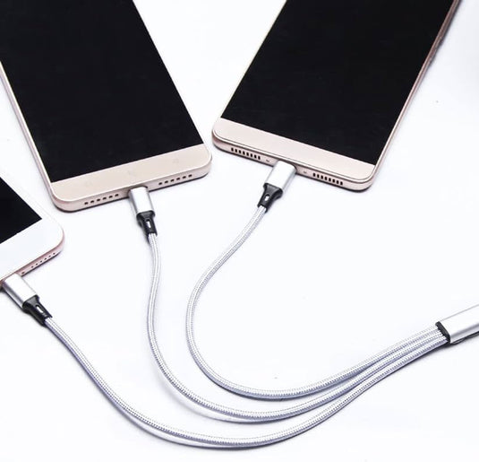 3 In 1 USB to Type C Lightning and Micro Charging Cable 1.2M