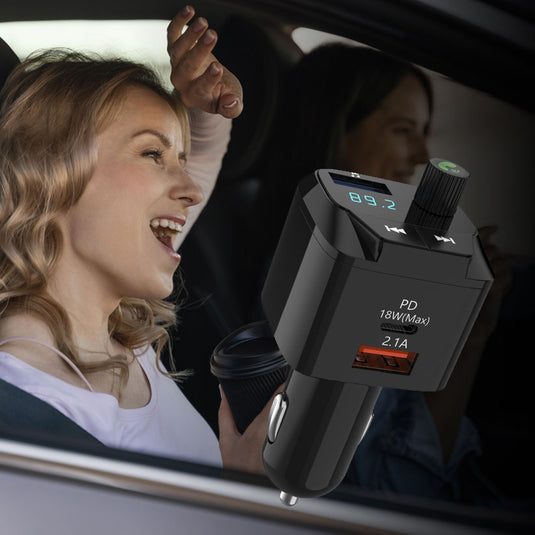 Car Charger & FM Player 2.1A USB + PD 18W