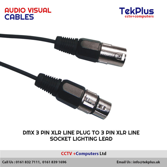 DMX 3 Pin XLR Line Plug to 3 Pin XLR Line Socket Lighting Lead