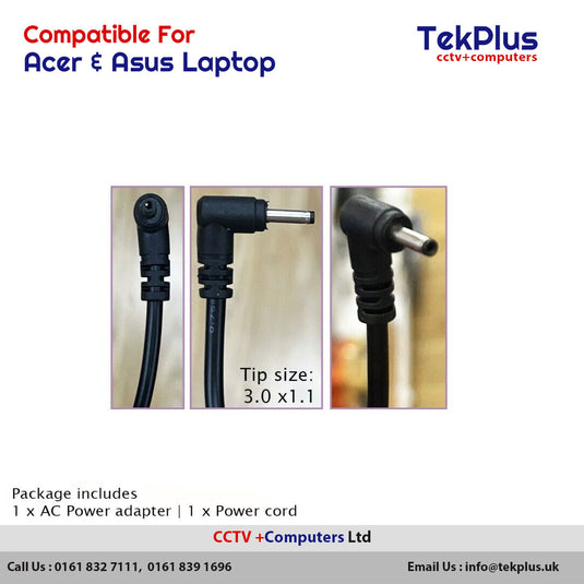 For Acer Chromebook PA-1450-26 Laptop AC Adapter Power Charger 3.0 x 1.1 mm Tip