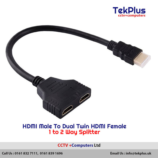 HDMI Male To Dual Twin HDMI Female 1 to 2 Way Splitter Adapter Cable For HD TV