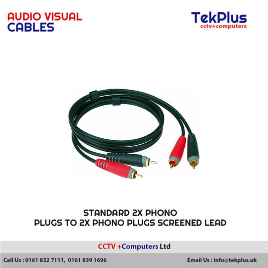 Standard 2x Phono Plugs to 2x Phono Plugs Screened Lead