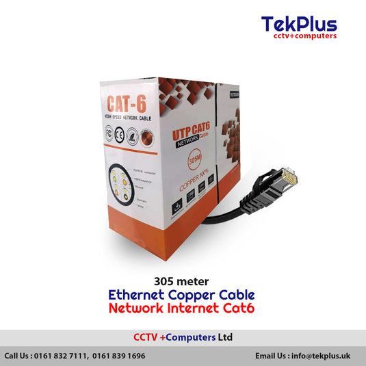 305M CAT6 UTP Gigabit Networking Ethernet Cable, Solid FULL COPPER, BLACK