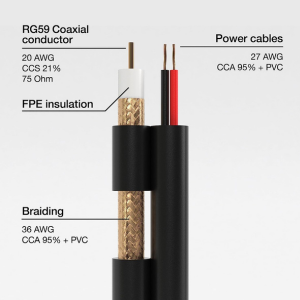 100 meter CCTV Cable Reel Coax And Power RG59+2 Shotgun Lead