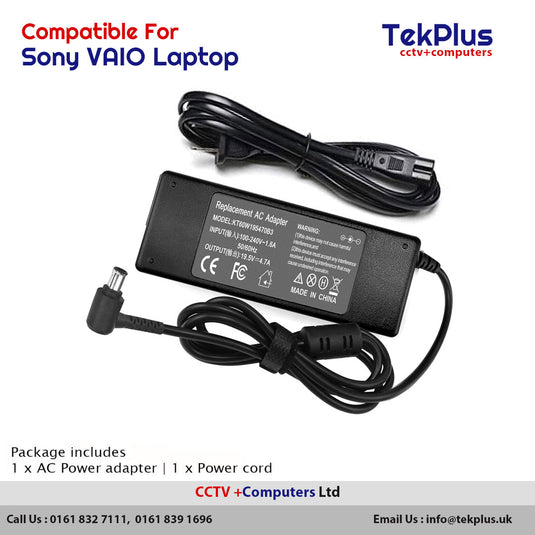 Sony VAIO Laptop Charger(Compatible) 19.5v 4.7A 90W Power Adapter Supply Fits Sony VAIO 6.0 x 4.4 mm