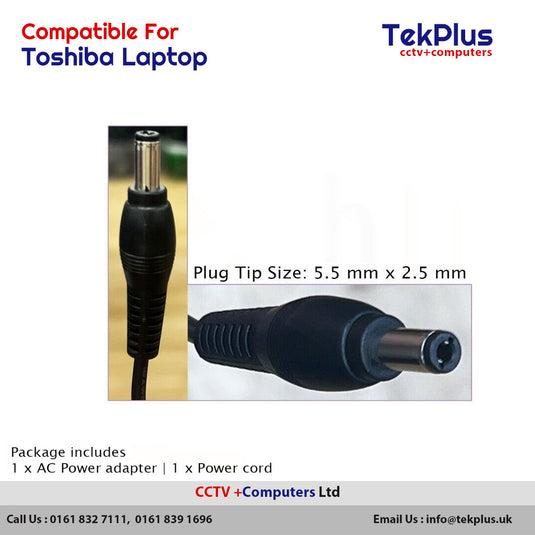 Laptop Charger 19v 2.37A 45W Adapter Fits Toshiba Satellite Pro 5.5 x 2.5 mm