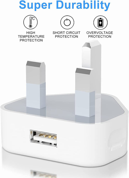 USB Wall 3 Pin UK Adapter