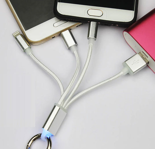 3 In 1 USB to Type C Lightning and Micro Charging Cable 1.2M