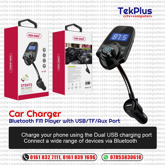 Car Charger and Bluetooth FM Player with USB/TF/Aux Port