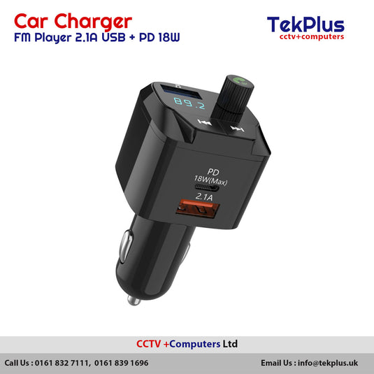 Car Charger & FM Player 2.1A USB + PD 18W