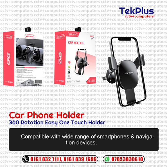 Car Phone Holder 360 Rotation Easy One Touch Holder