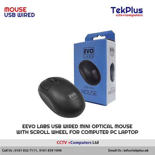 EVO Labs USB Wired Mini Optical Mouse With Scroll Wheel For Computer PC Laptop
