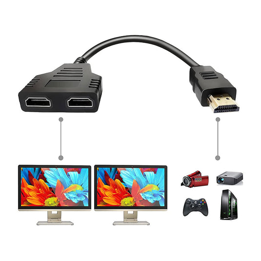 HDMI Male To Dual Twin HDMI Female 1 to 2 Way Splitter Adapter Cable For HD TV