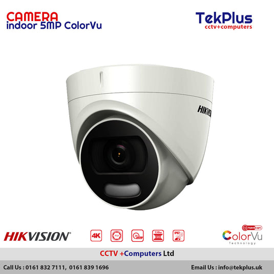 Hikvision indoor 5MP ColorVu Fixed Lens Turret Camera, 20m White Light, IP67