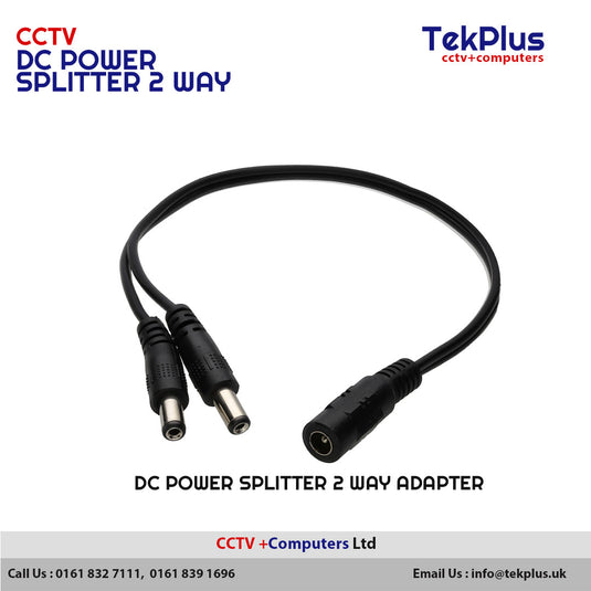 DC Power Splitter 2 way Adapter 2.1mm CCTV 12V PSU to 2 LED/Camera Cable