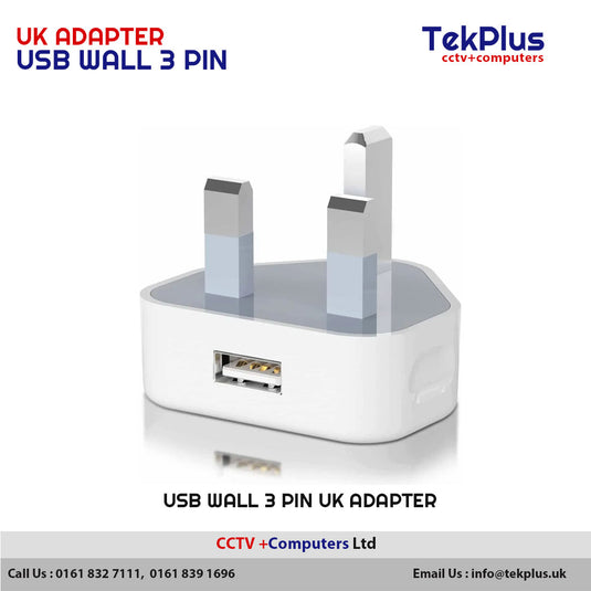 USB Wall 3 Pin UK Adapter