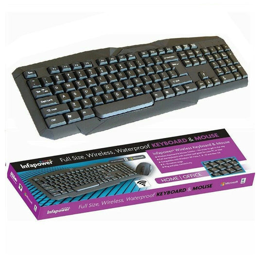 Wireless Waterproof Keyboard & Mouse Set Combo for PC/Mac Laptop