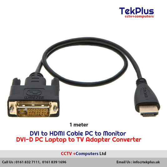 1m DVI to HDMI Cable PC to Monitor DVI-D PC Laptop to TV Adapter Converter